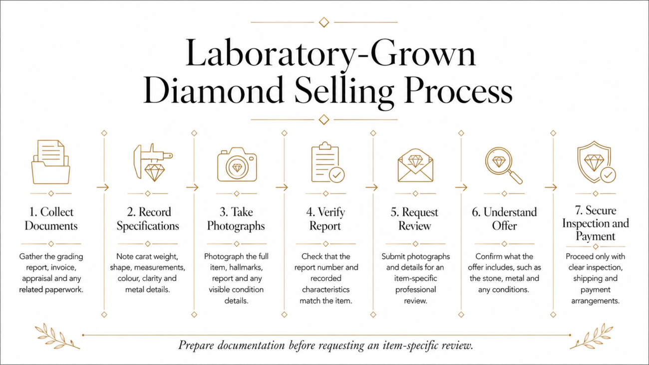 Steps for preparing and submitting a laboratory-grown diamond for sale