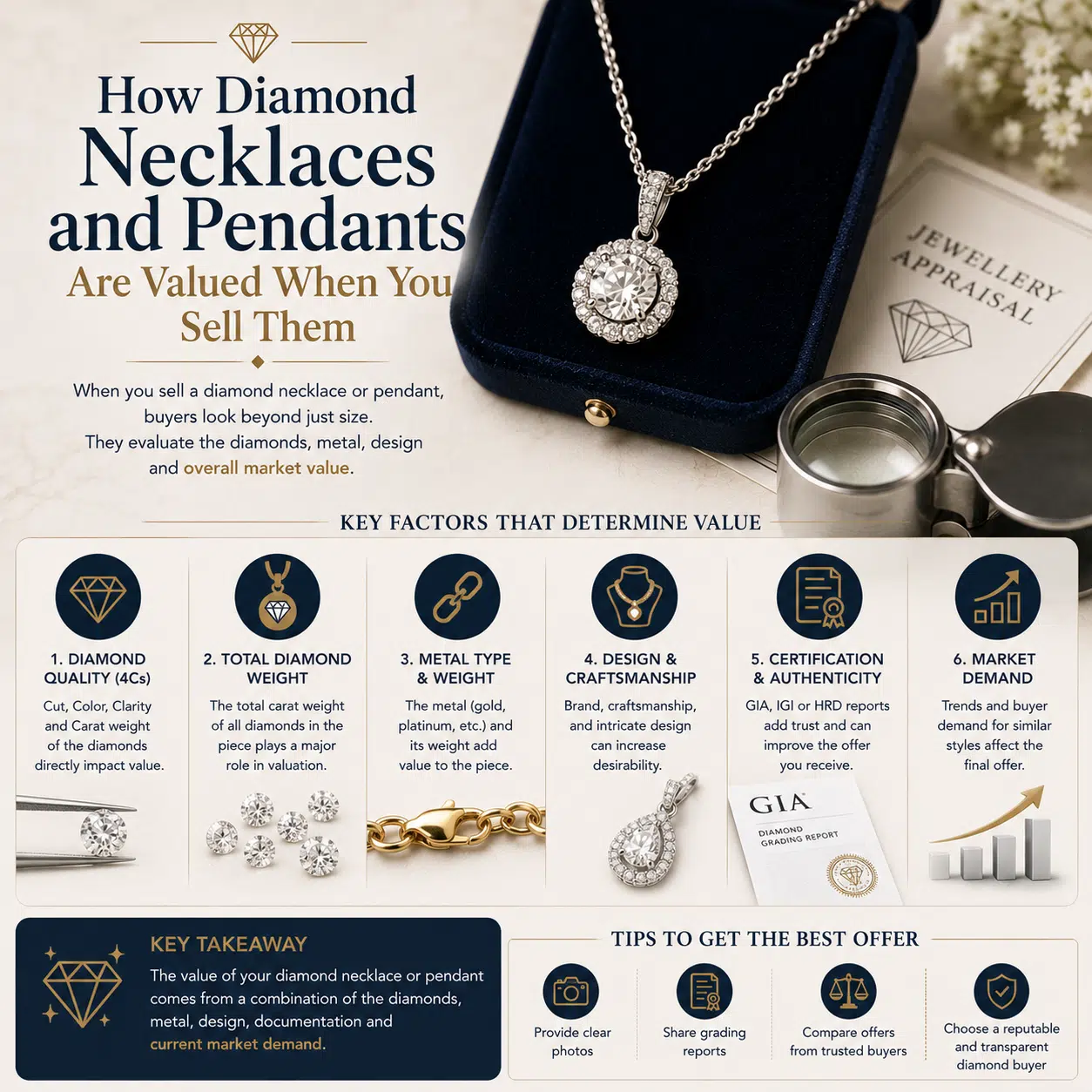How Diamond Necklaces and Pendants Are Valued When You Sell Them