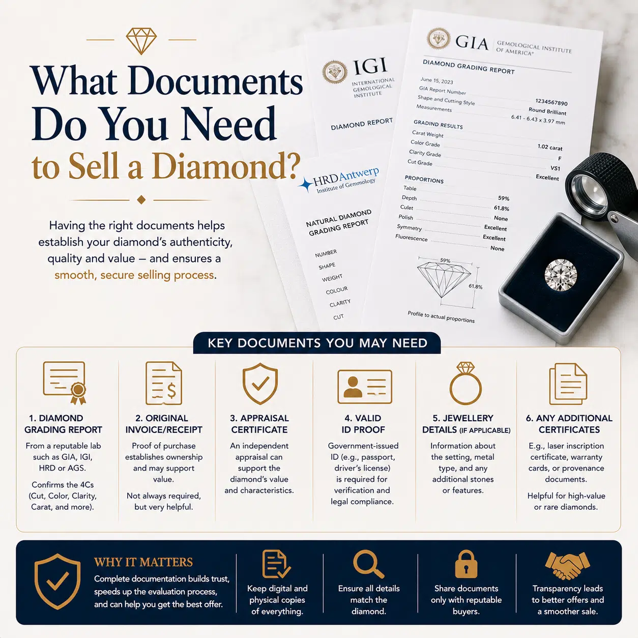 Quali documenti sono necessari per vendere un diamante?