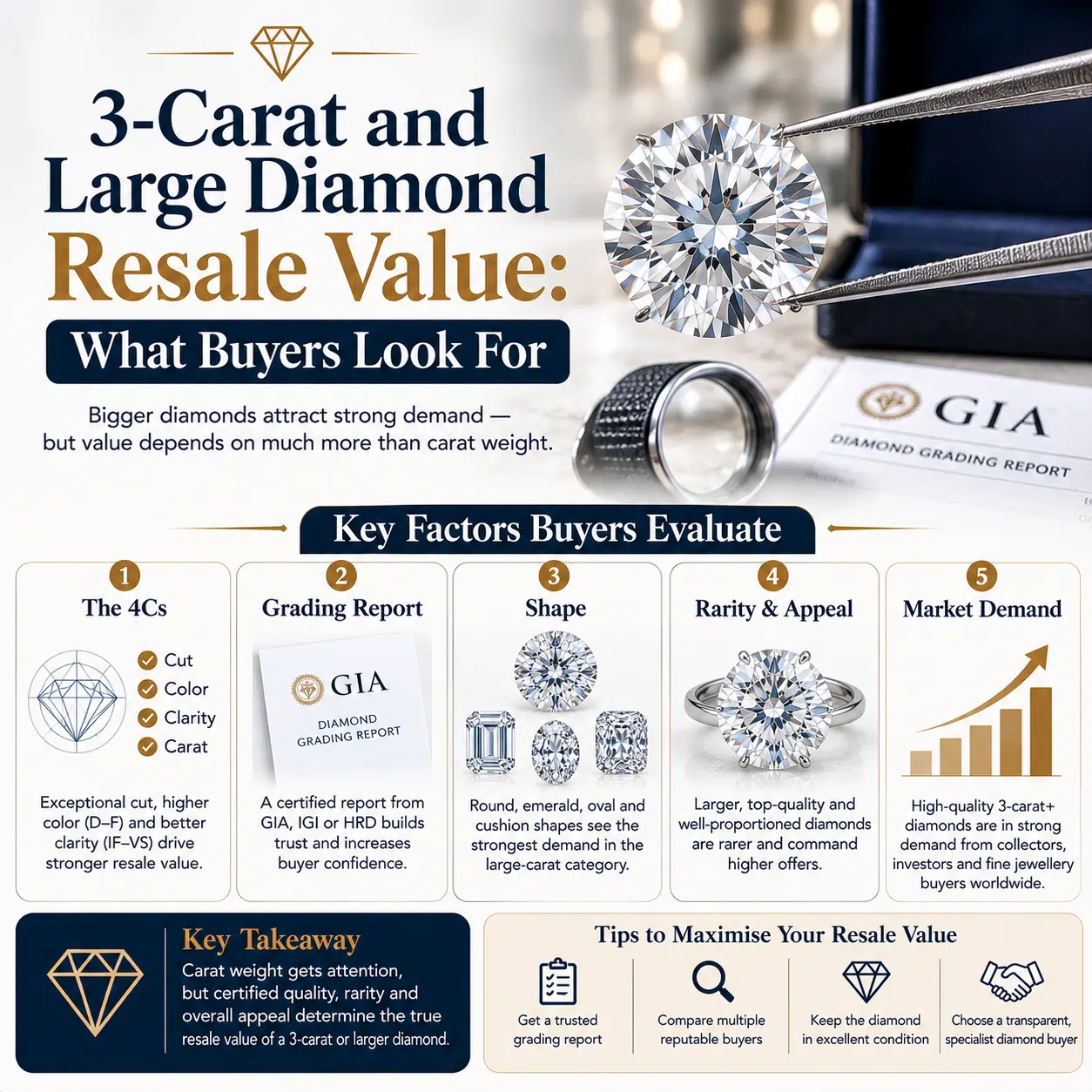 3-Carat and Large Diamond Resale Value: What Buyers Look For