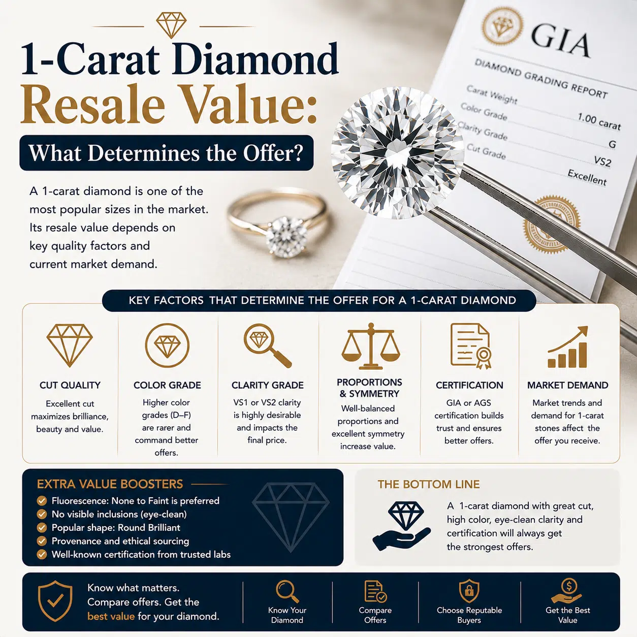 1-Carat Diamond Resale Value: What Determines the Offer?