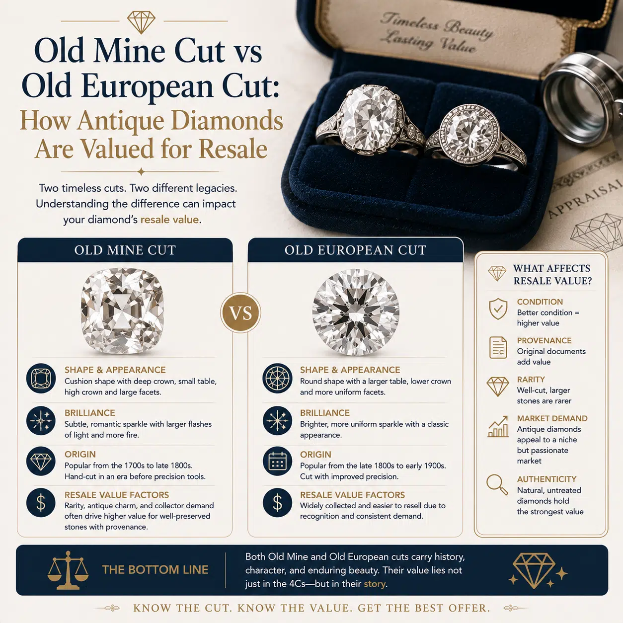 Old Mine Cut vs Old European Cut: How Antique Diamonds Are Valued for Resale